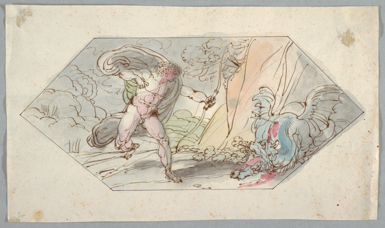 Kresba, Apollón zabíjí krajtu, 1796-98 od Felice Giani