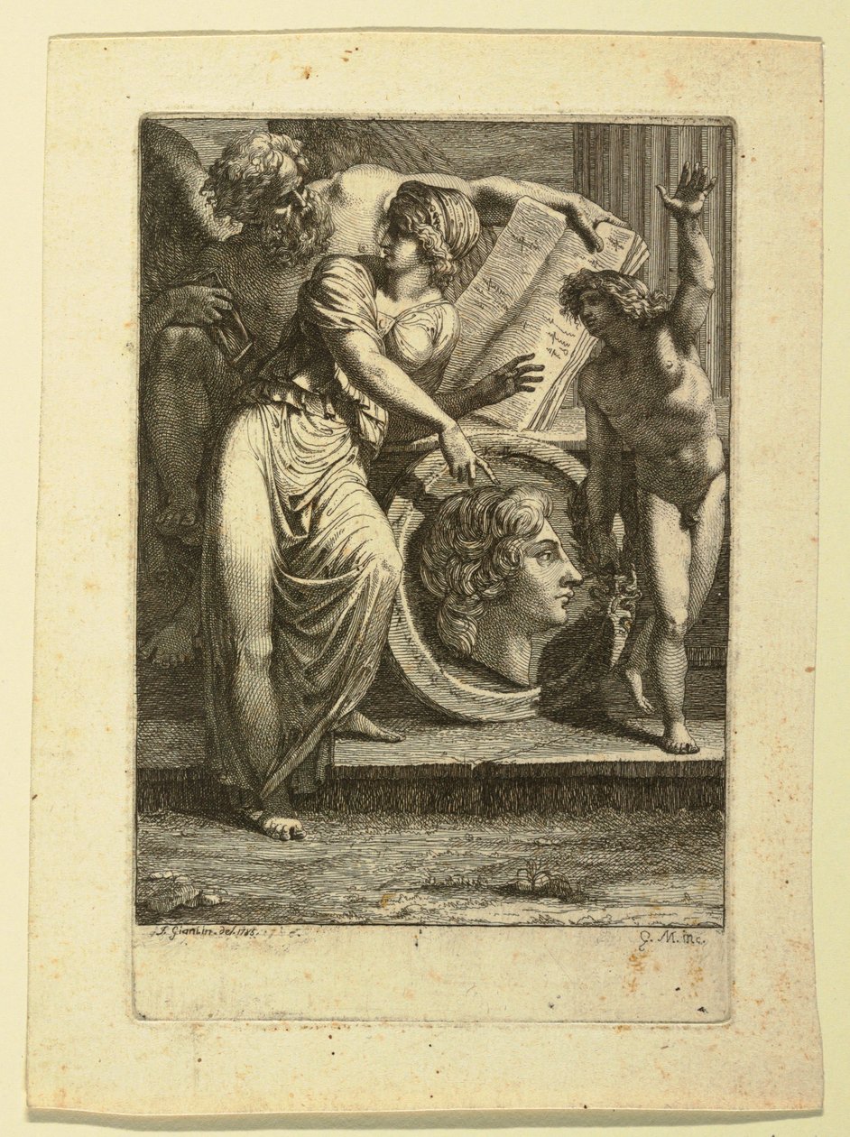 Kresba, lept: Frontispis nebo dedikační strana, 1785 od Felice Giani