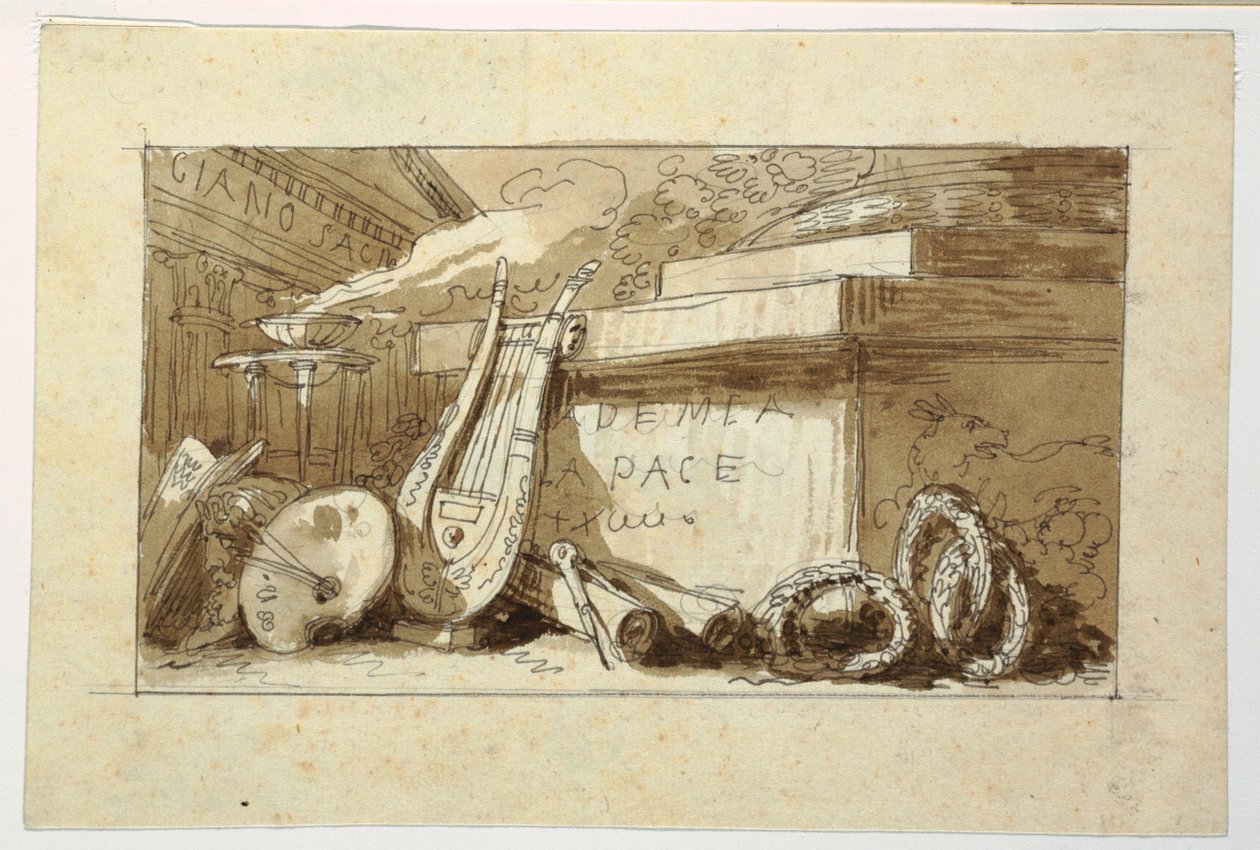 Kresba, Pomník pro Accademia della Pace, 1810-20 od Felice Giani