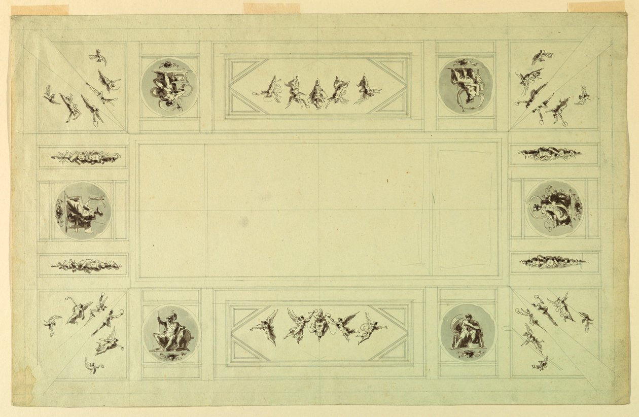 Kresba, Palazzo Quirinale, Řím;, 1812 od Felice Giani