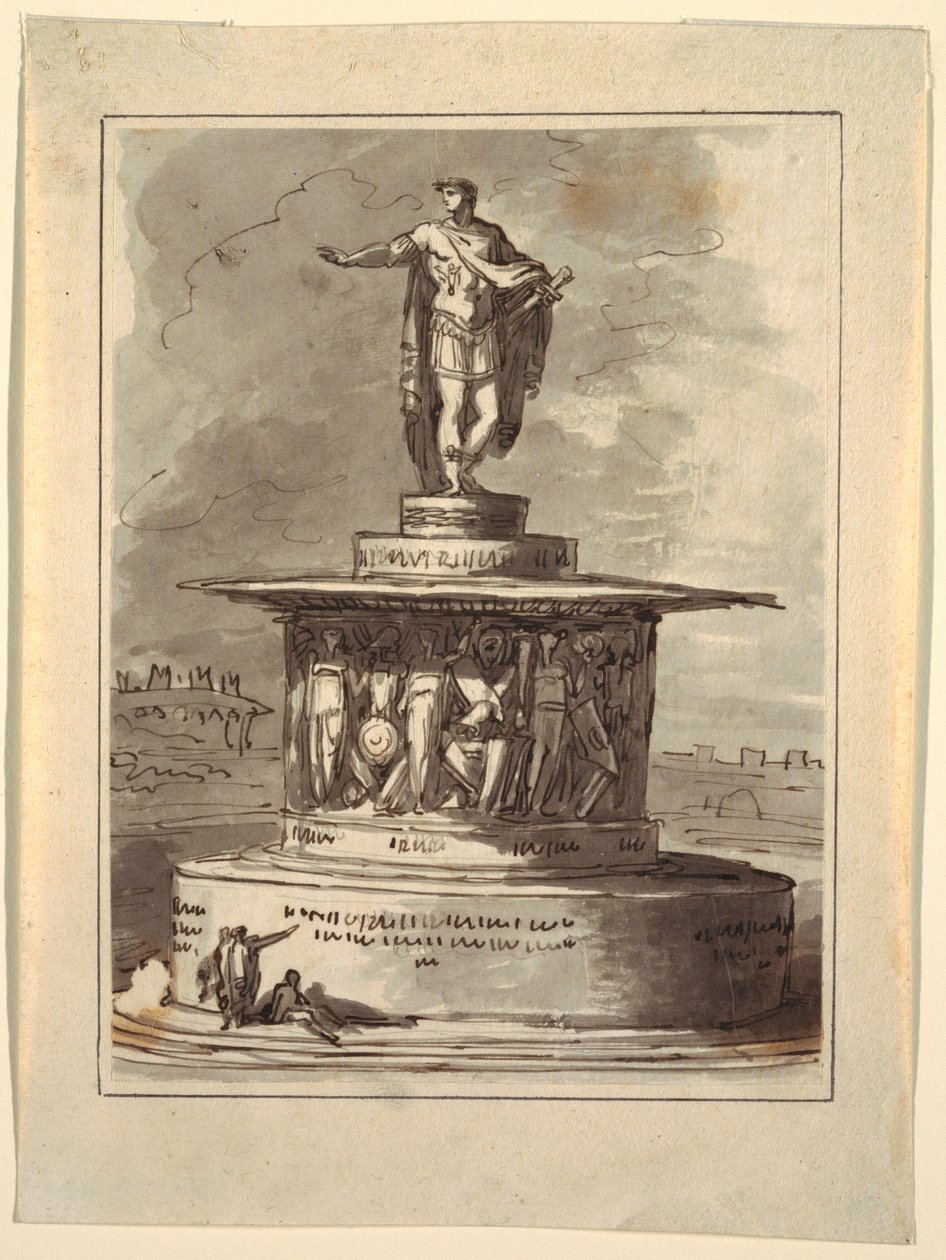Kresba, Projekt pomníku pro Foro Bonaparte, Milán, 1800, 1810-20 od Felice Giani