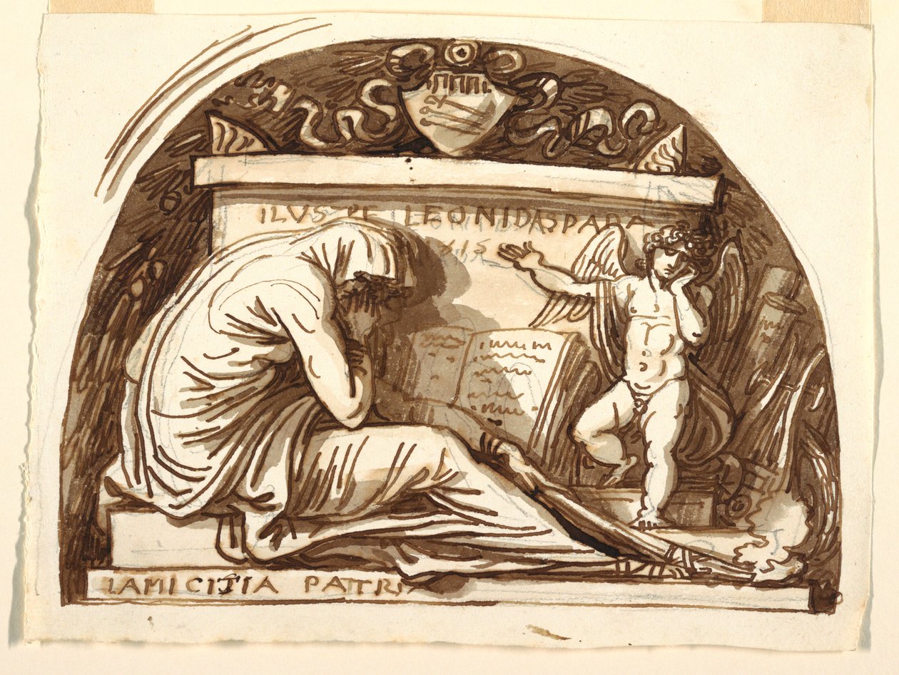 Kresba, Sepulkrální pomník Leonidy Spady, 1815 od Felice Giani