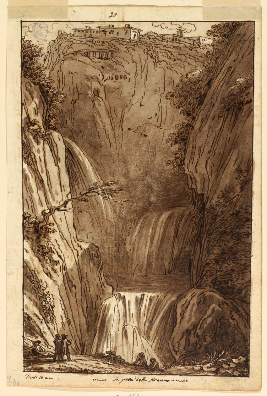 Kresba, Sirénová jeskyně v Tivoli, asi 1813 od Felice Giani