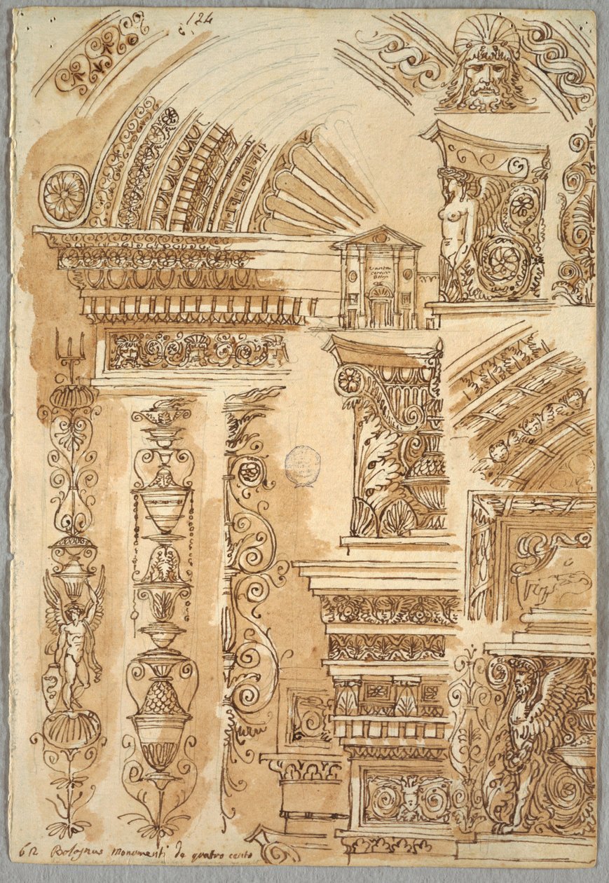 Fasáda Santa Cecilia v Bologni; Architektonické studie od Felice Giani