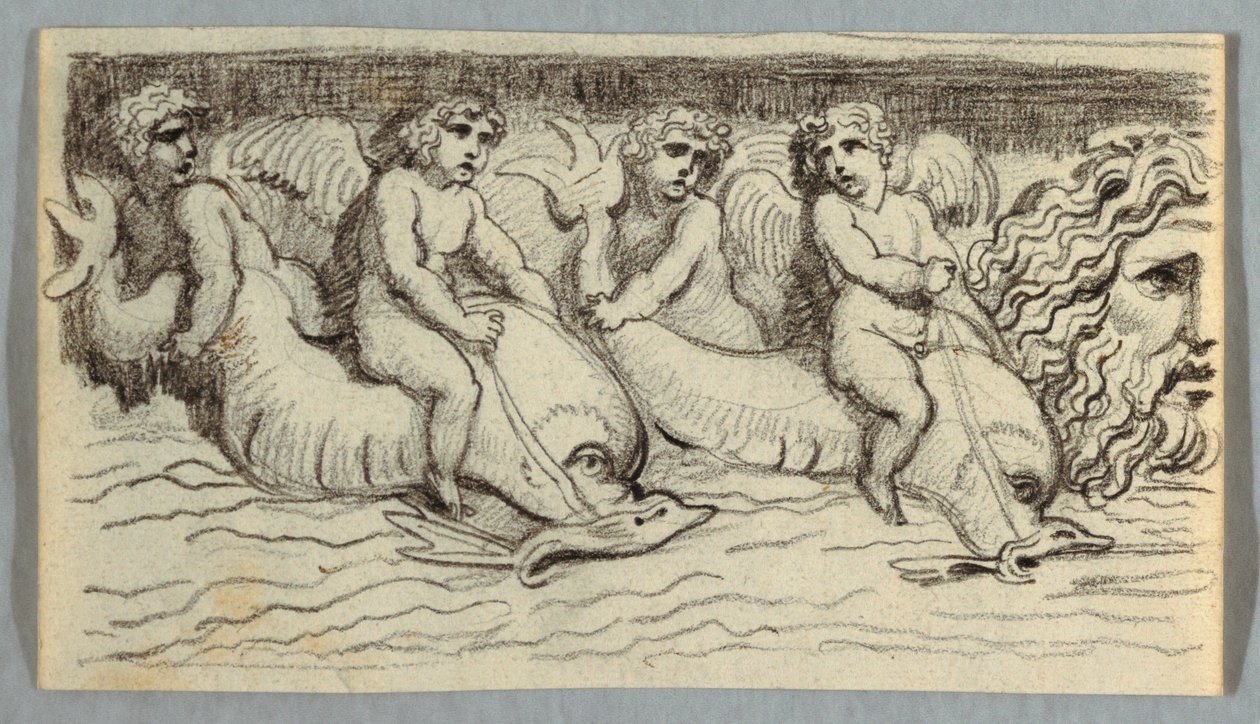 Frieze s delfíny a putto od Felice Giani