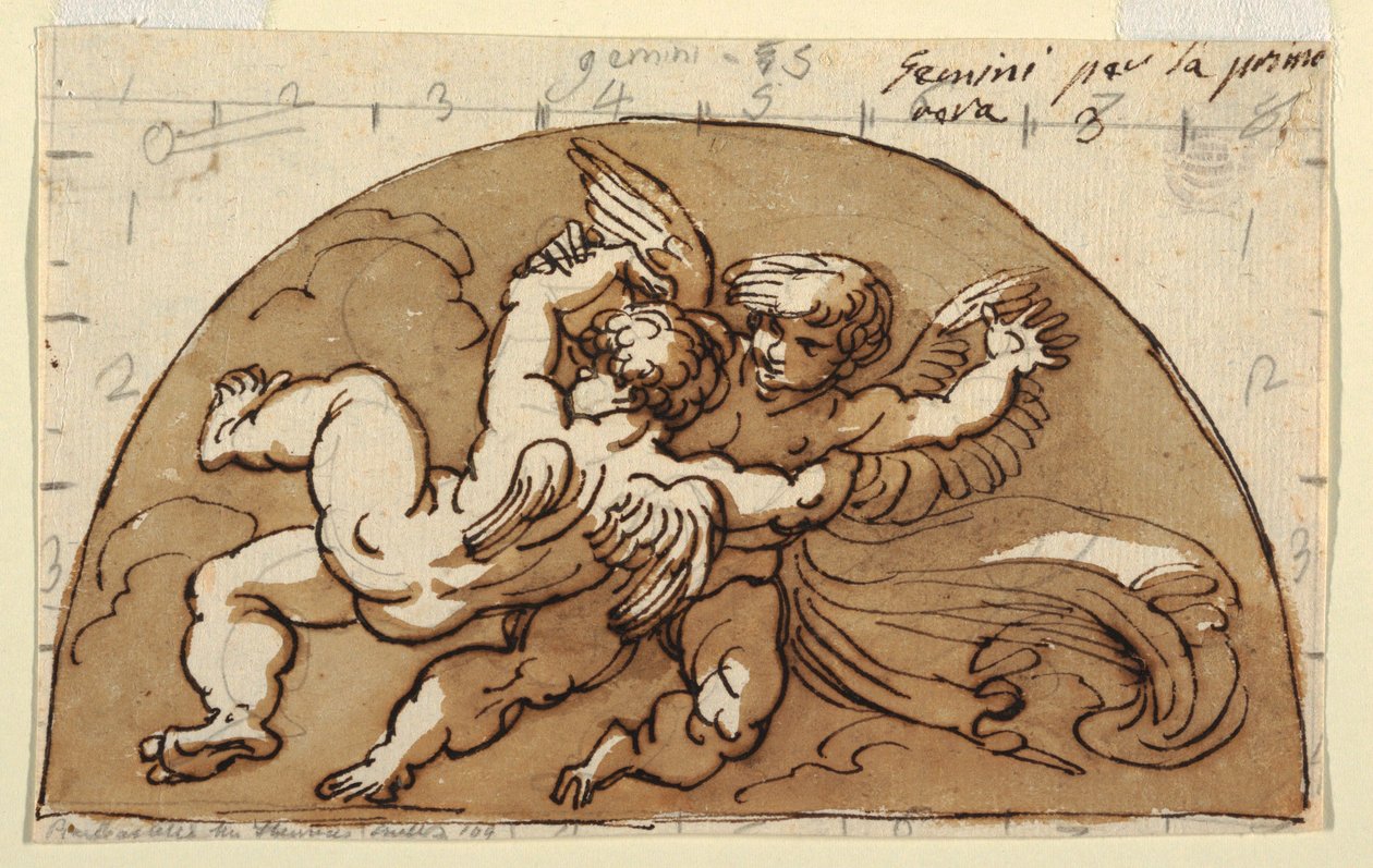 Gemini, Luneta pro strop, osmiúhelníkový pokoj, Palazzo Milzetti, Faenza od Felice Giani