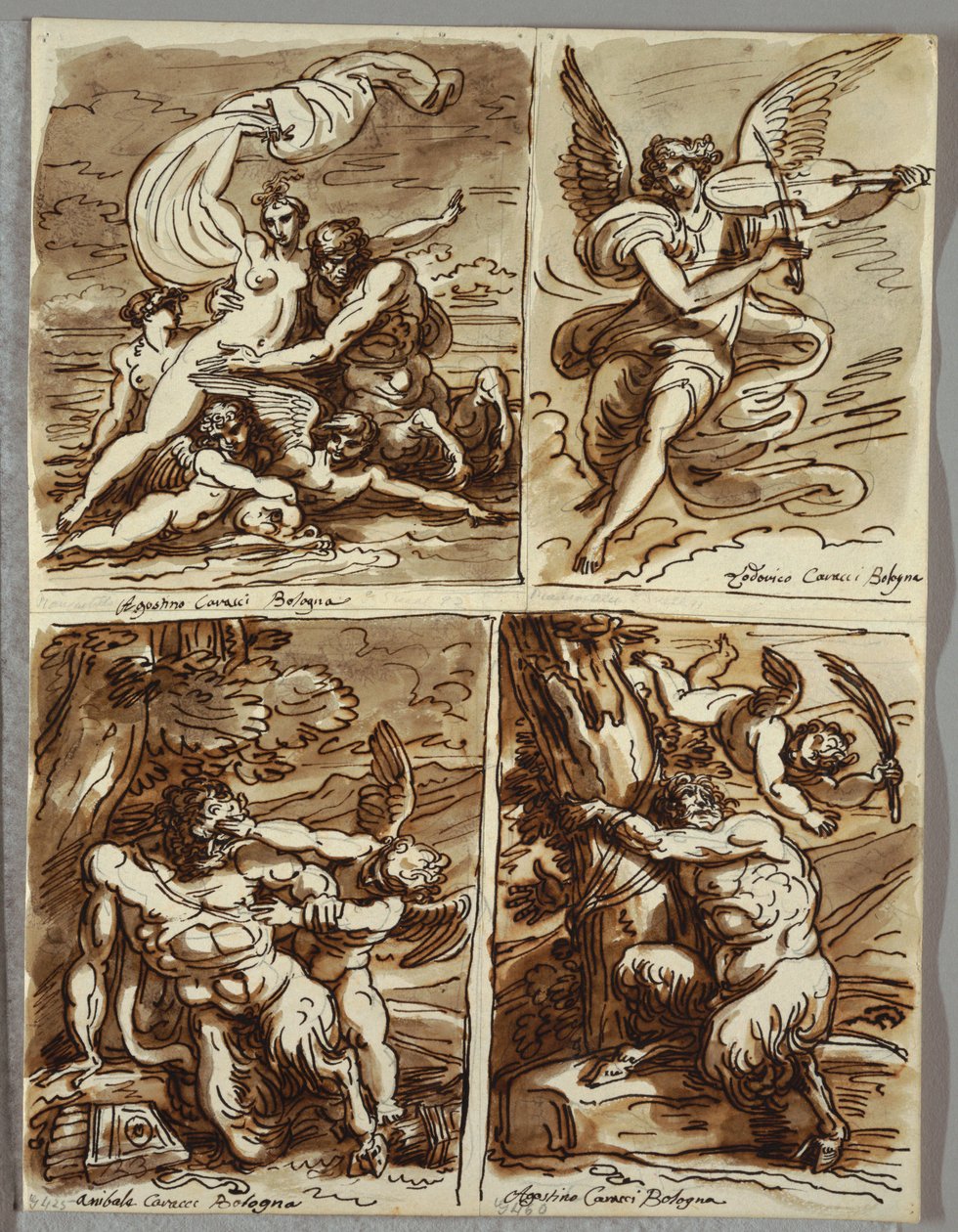 Glauco a Scylla, studie po Agostino Carracci od Felice Giani