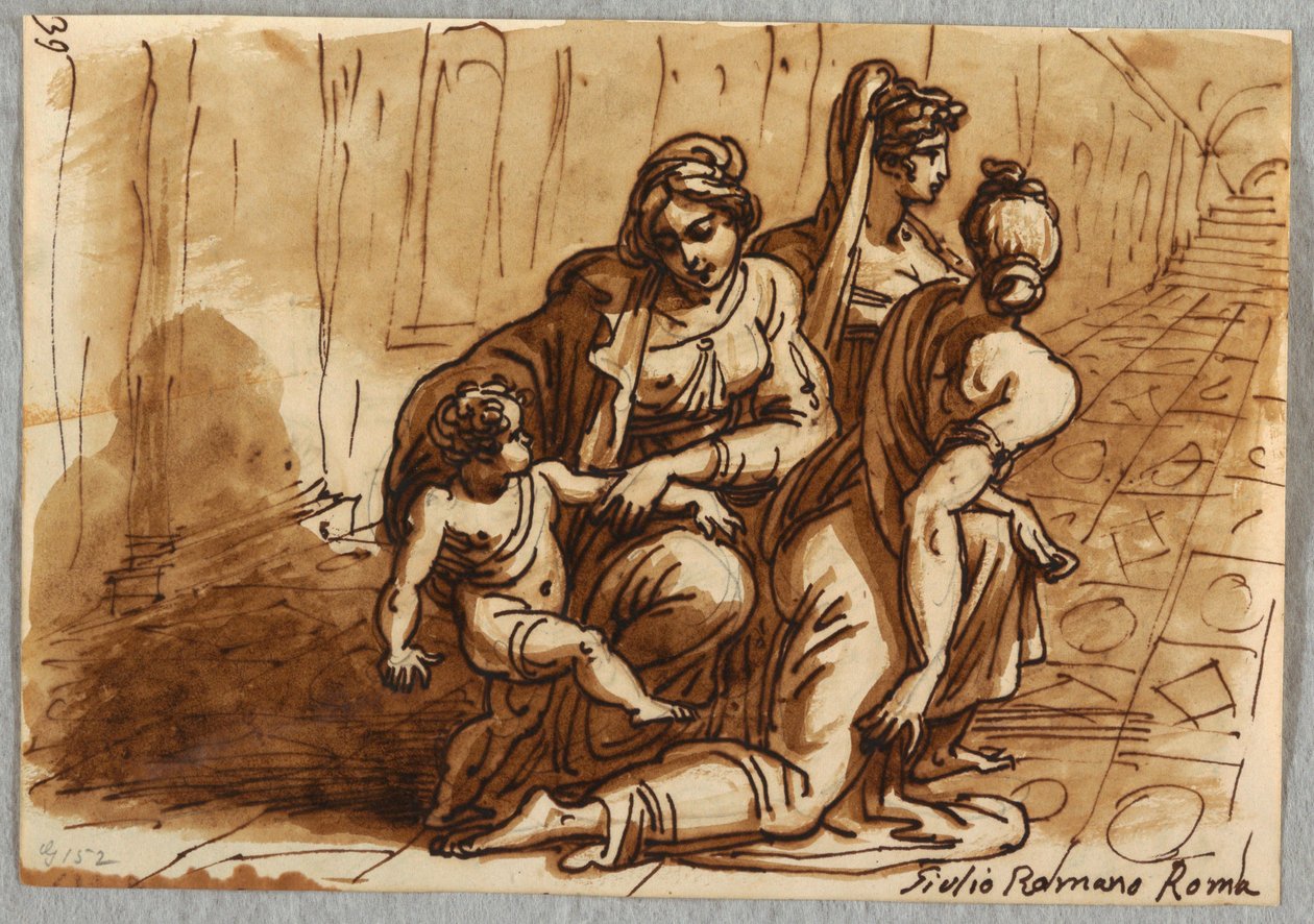 Skupina figurek, Studie daru, po Giulio Romano od Felice Giani