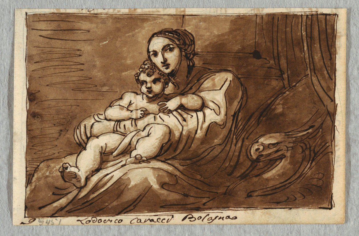 Madonna a dítě, studie po Lodovico Carracci od Felice Giani