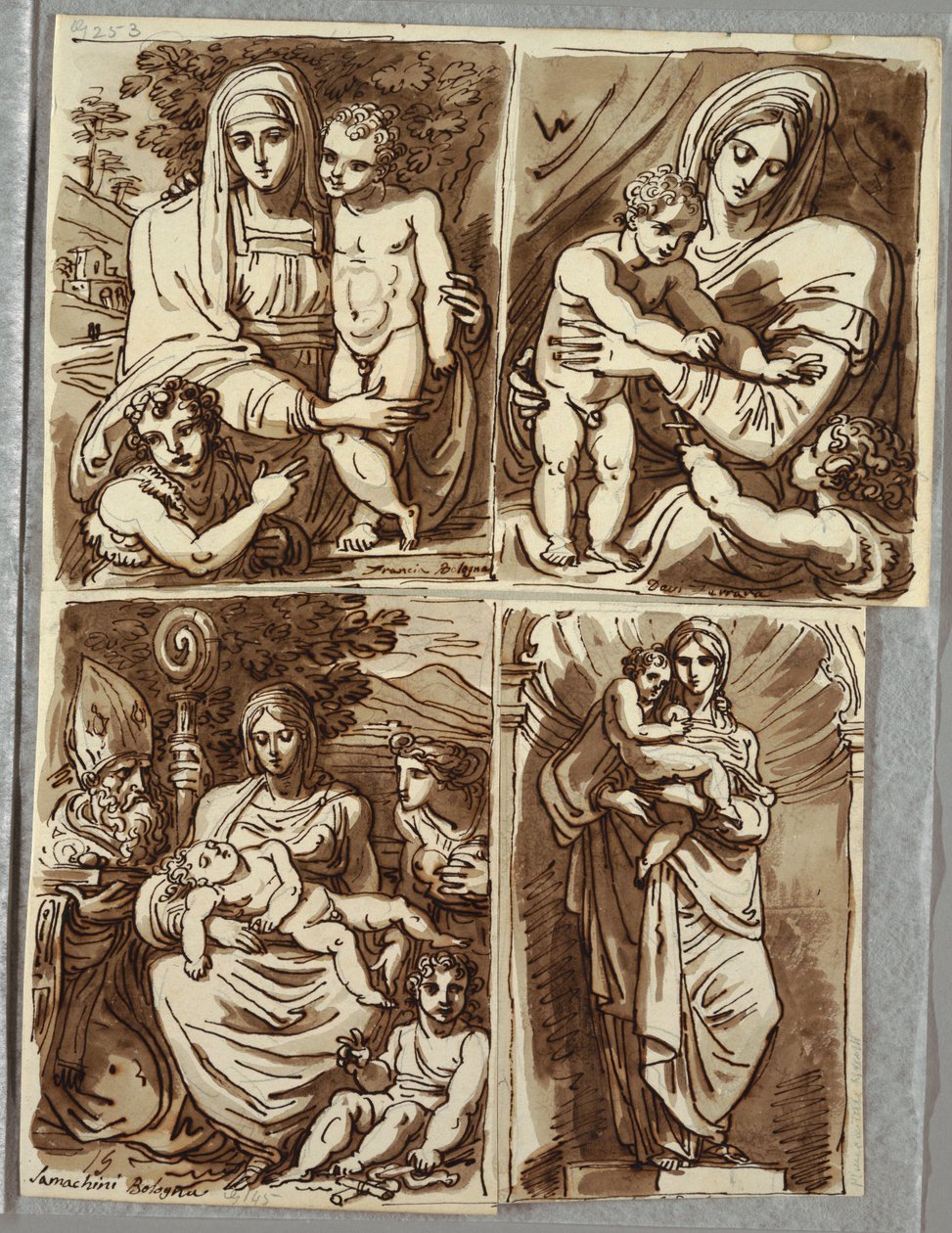 Madona s dítětem a svatý Jan, Studium po Francii; Madona a dítě se svatým Janem, Studie po Dossi; Madona s dítětem se sv. Janem, biskup svatý, sv. Appolonie; Madonna a dítě ve výklenku, Studie po soše od Salvatora Mundyho od Felice Giani