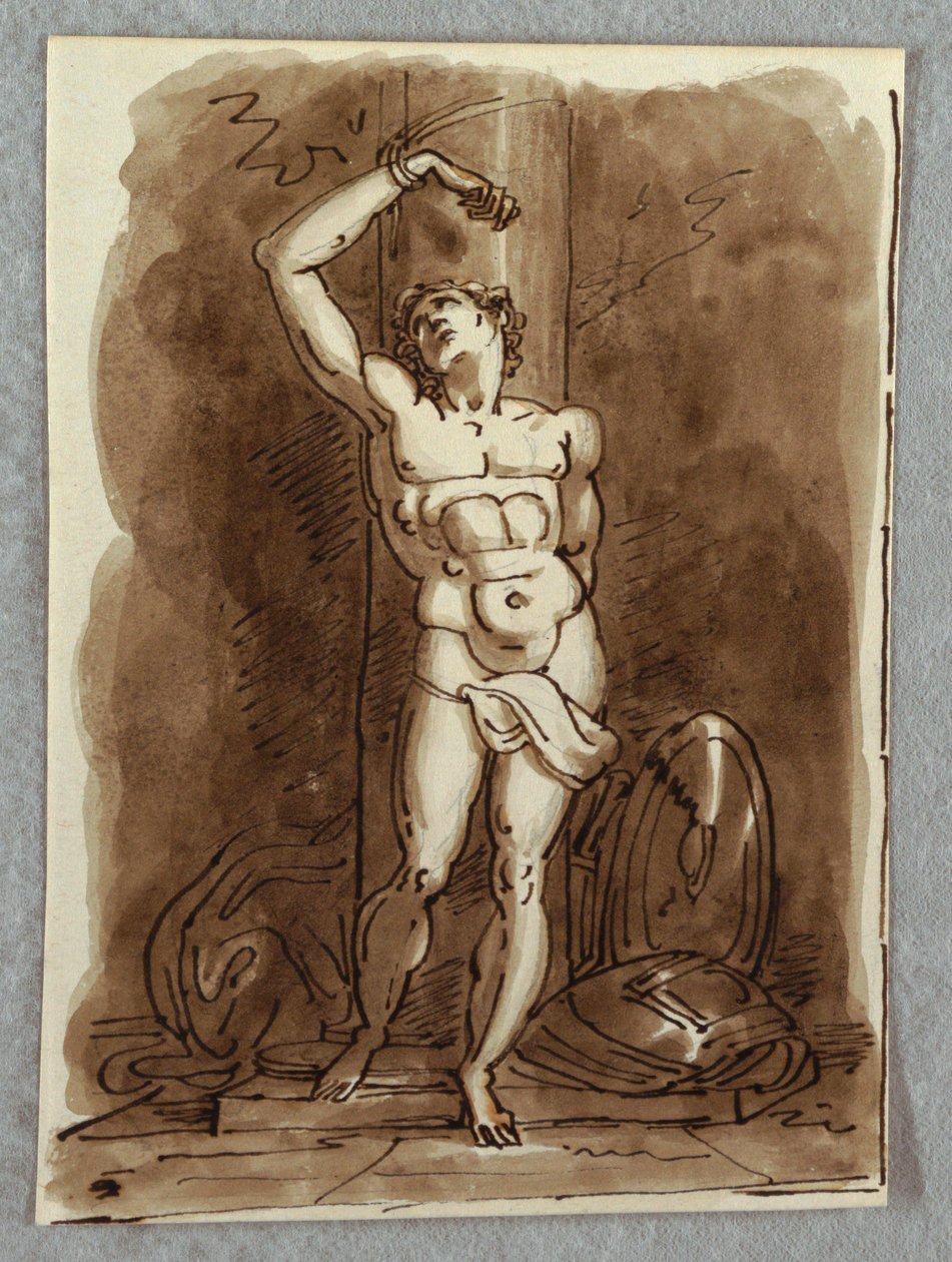 Svatý Šebestián, Detail Polypticha s Pannou na trůnu, Studie po Dosso Dossi od Felice Giani