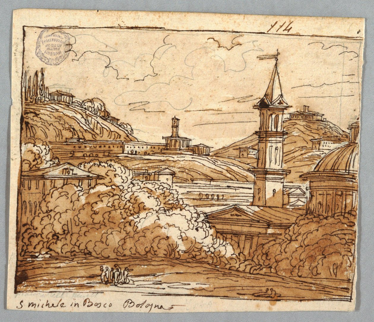 Strana skicáře, Folio 57: Study after Michele in Bosco, Bologna; Verso, Architektonické detaily od Felice Giani