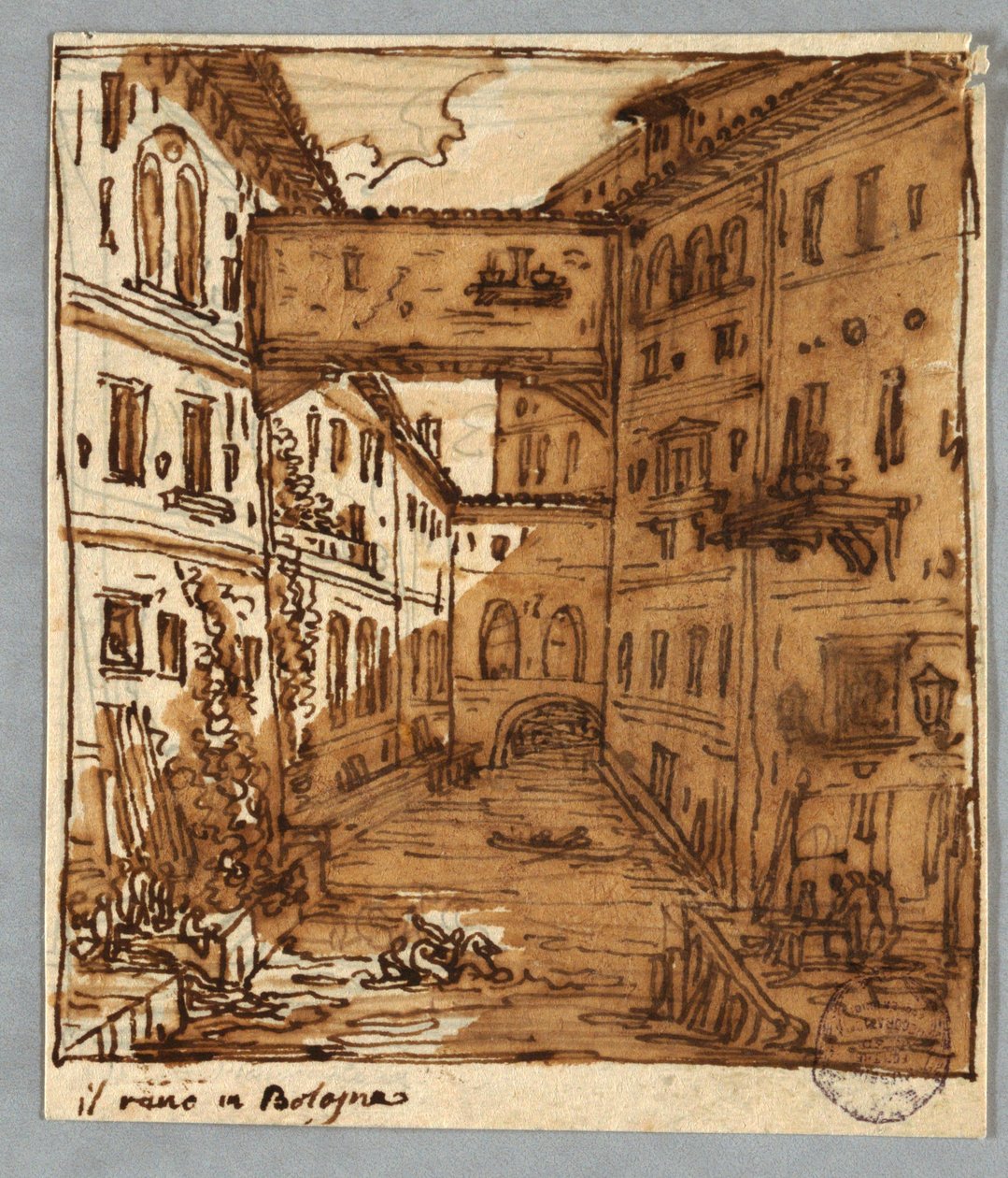 Strana skic: Study of Reno, Bologna; Verso: Architektonické detaily od Felice Giani