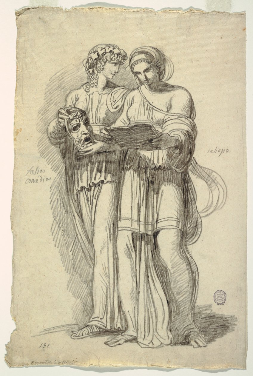 Thalia, múza komedie a Calliope, múza epické poezie od Felice Giani