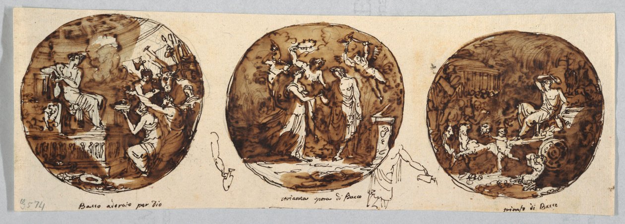 Tři subjekty Bacchus: Bacchus uctíván od Felice Giani
