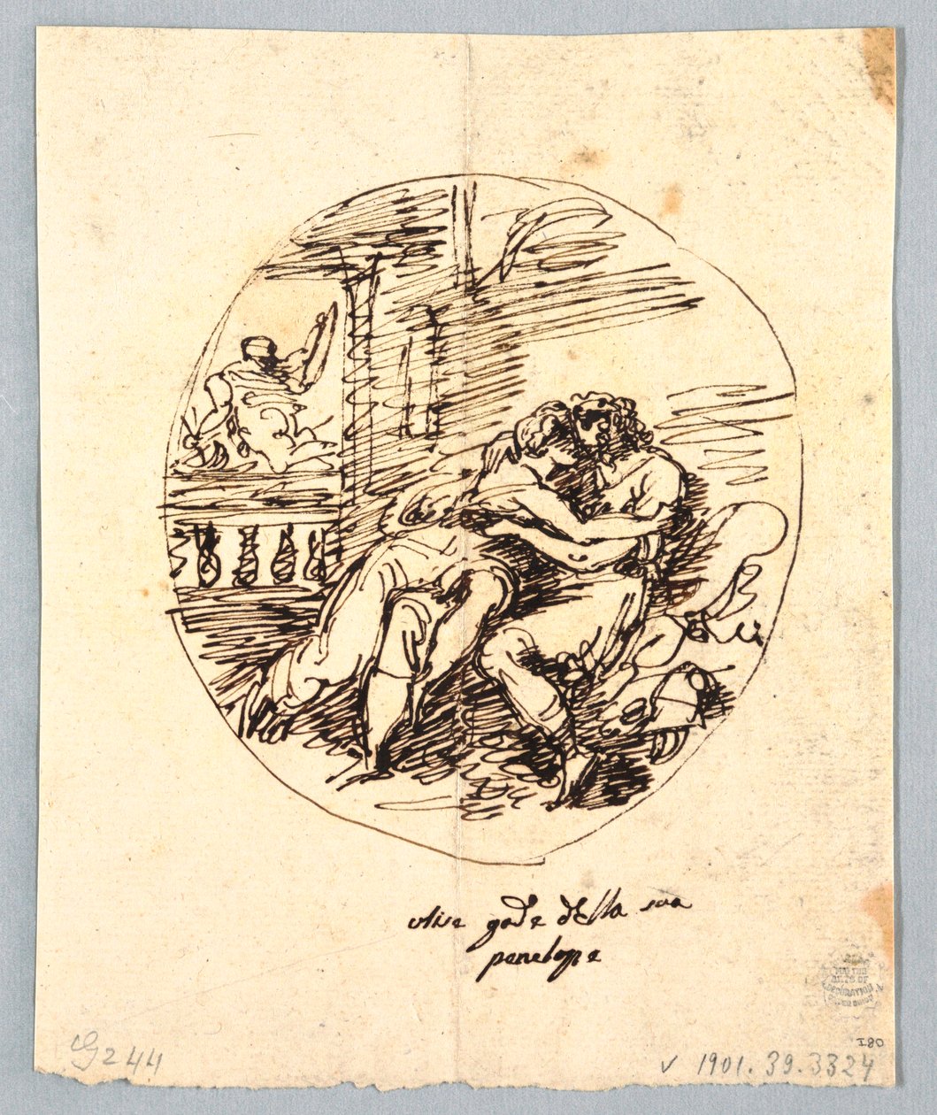 Ulysses a Penelope se objímají od Felice Giani