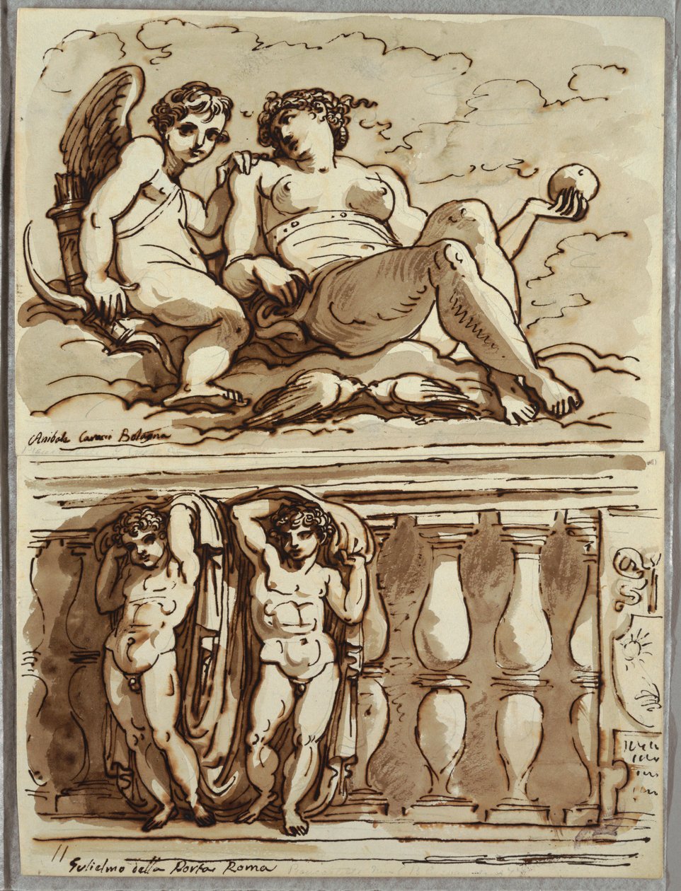 Venuše a Cupid, studie po Annibale Carracci od Felice Giani