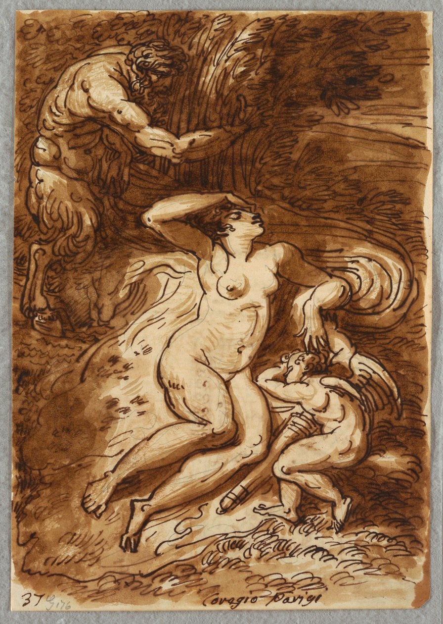 Venuše a Cupid a Satyr, Studie po Correggiovi od Felice Giani