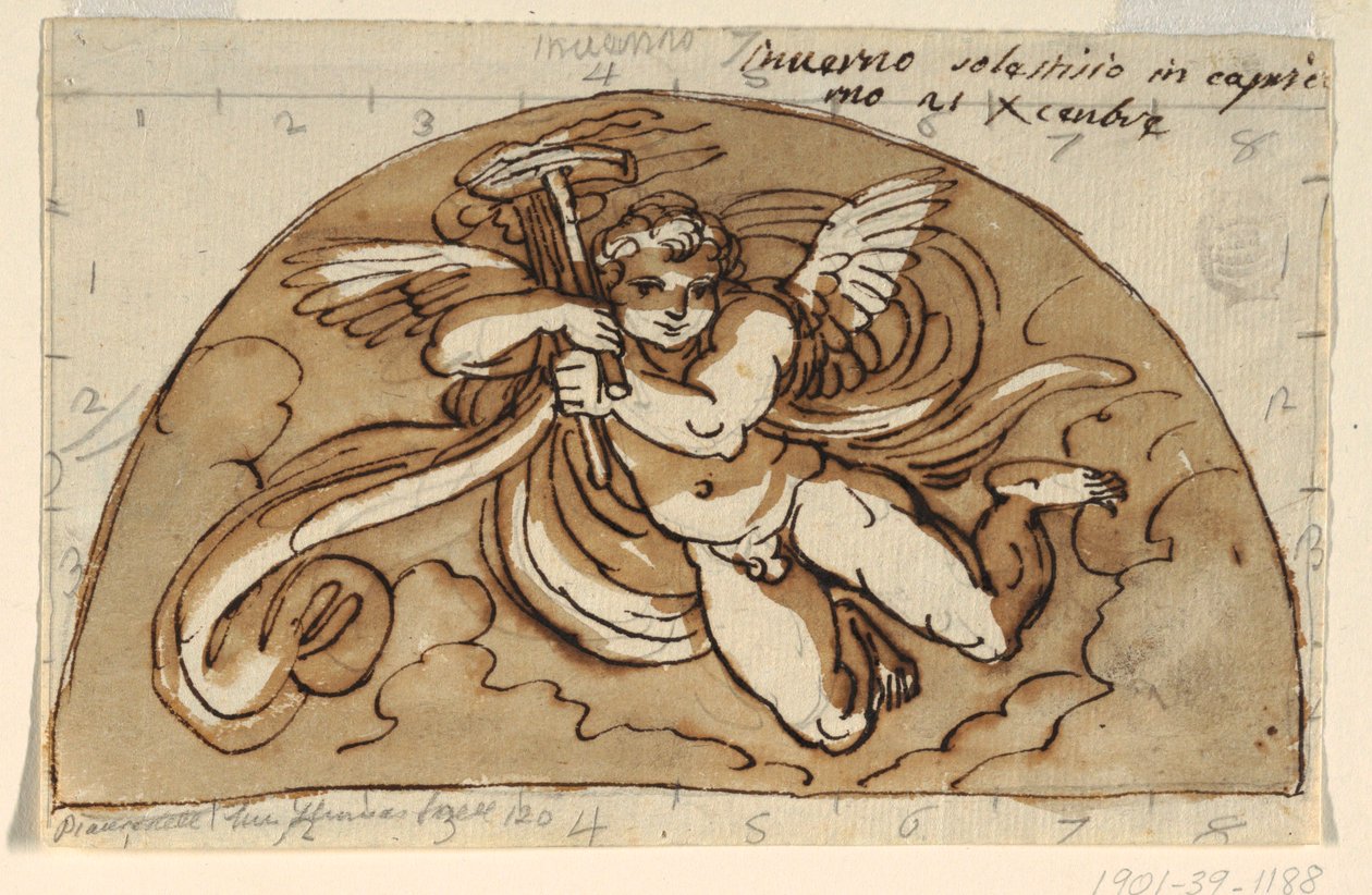 Winter, Luneta pro strop osmibokého pokoje, Palazzo Milzetti, Faenza od Felice Giani
