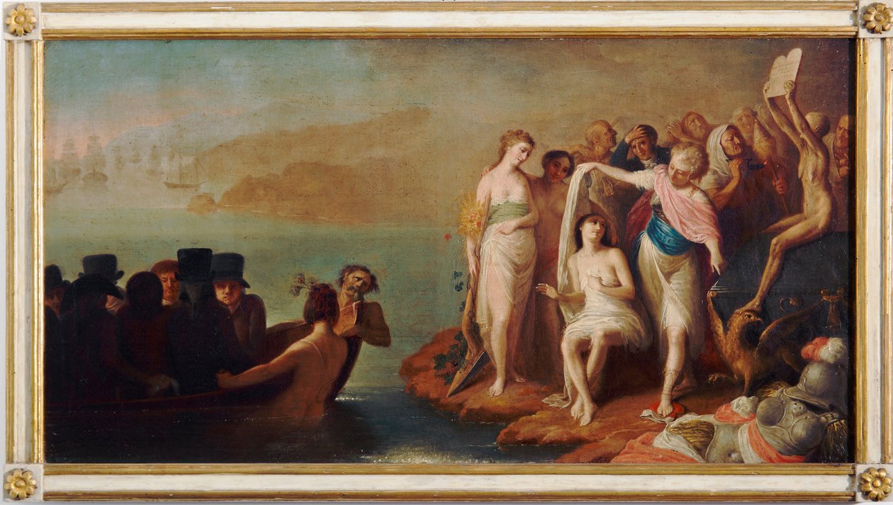 Příchod italských exulantů do Francie v roce 1802 (malba, začátek 19. století) od Felice Guascone