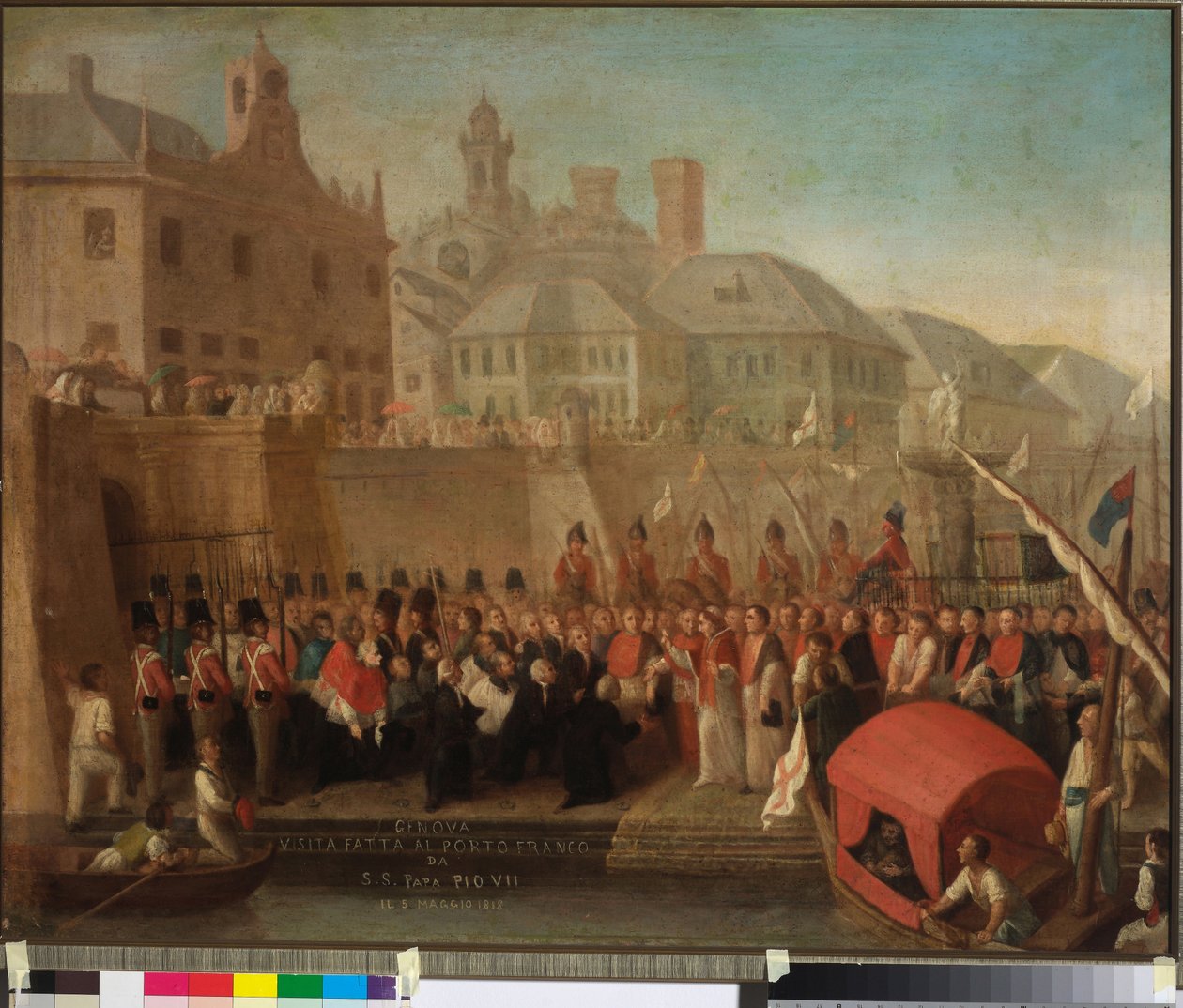 Návštěva svobodného přístavu Janov od H.S. Papež Pius VII, kolem roku 1818 (olej na plátně) od Felice Guascone