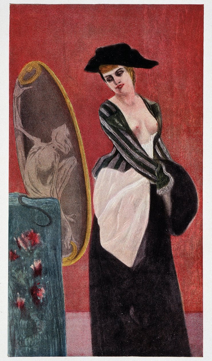The Demon of Covettery: monstrózní odraz ženy, která se na sebe dívá v zrcadle, „Felicien Rops“ od Rudolfa Kleina. od Félicien Rops