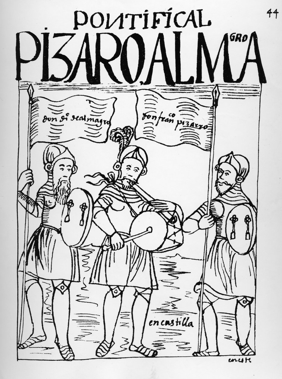 Diego de Almagro a Francisco Pizarro v Kastilii od Felipe Huaman Poma de Ayala