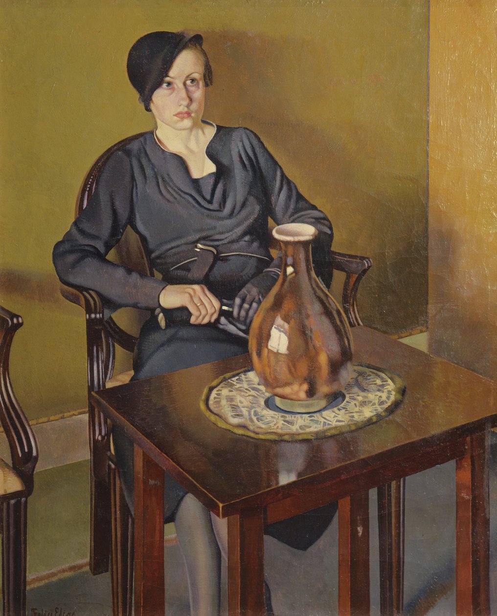 Žena s vázou, kolem roku 1929 (olej na plátně) od Feliu Elias Bracons
