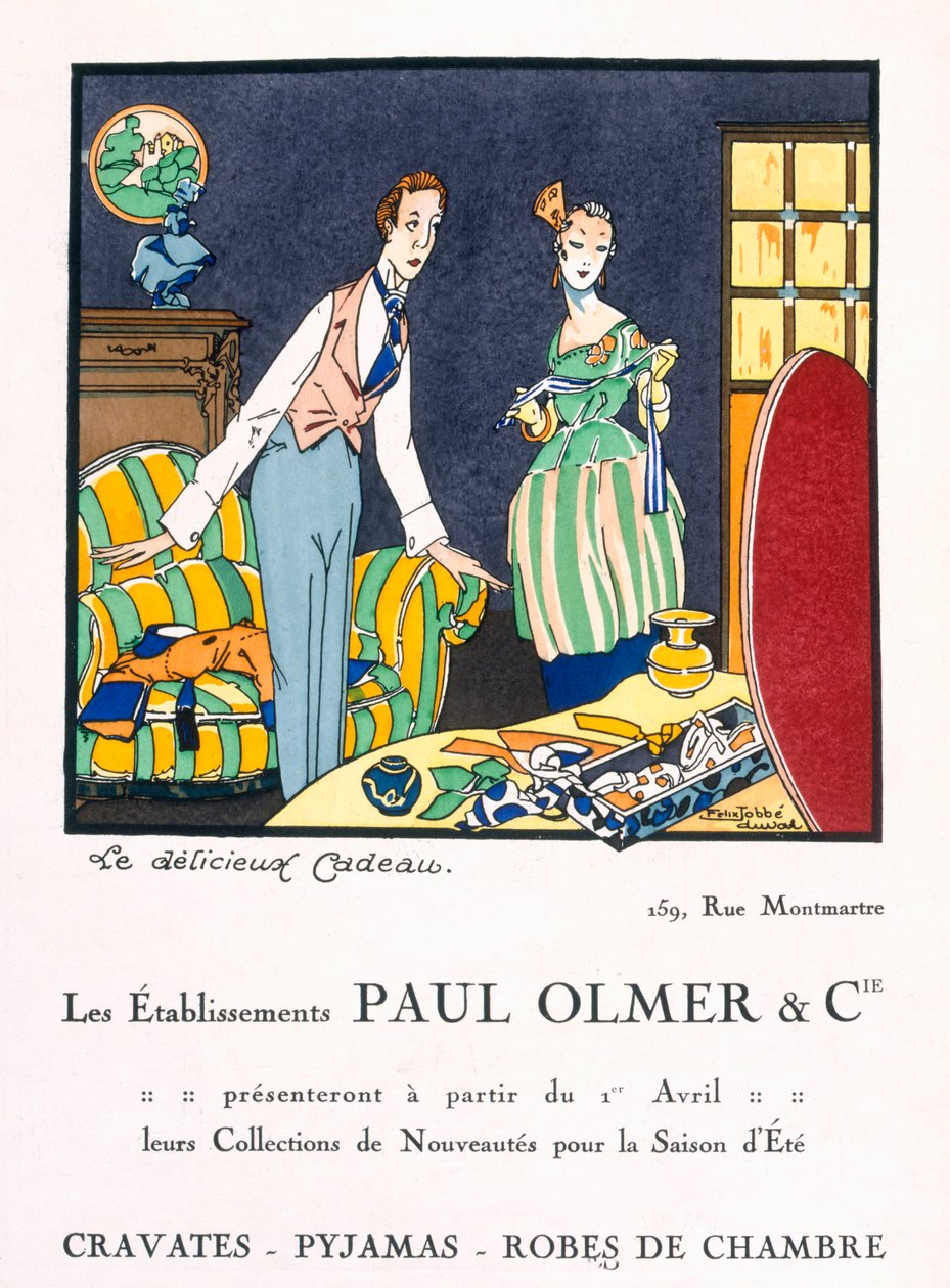Reklama na letní kolekci Paula Olmerse, cca 20. léta 20. století (pochoir print) od Felix A.M. Jobbe Duval