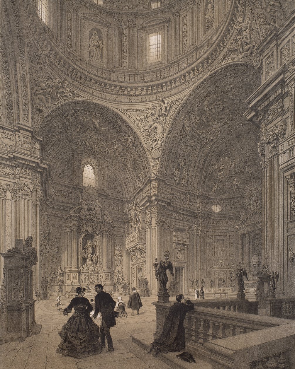 Kaple svatého Ignáce z Loyoly, Chiesa del Gesu, ilustrace z alba "Rome dans sa grandeur", 1870 od Felix Benoist