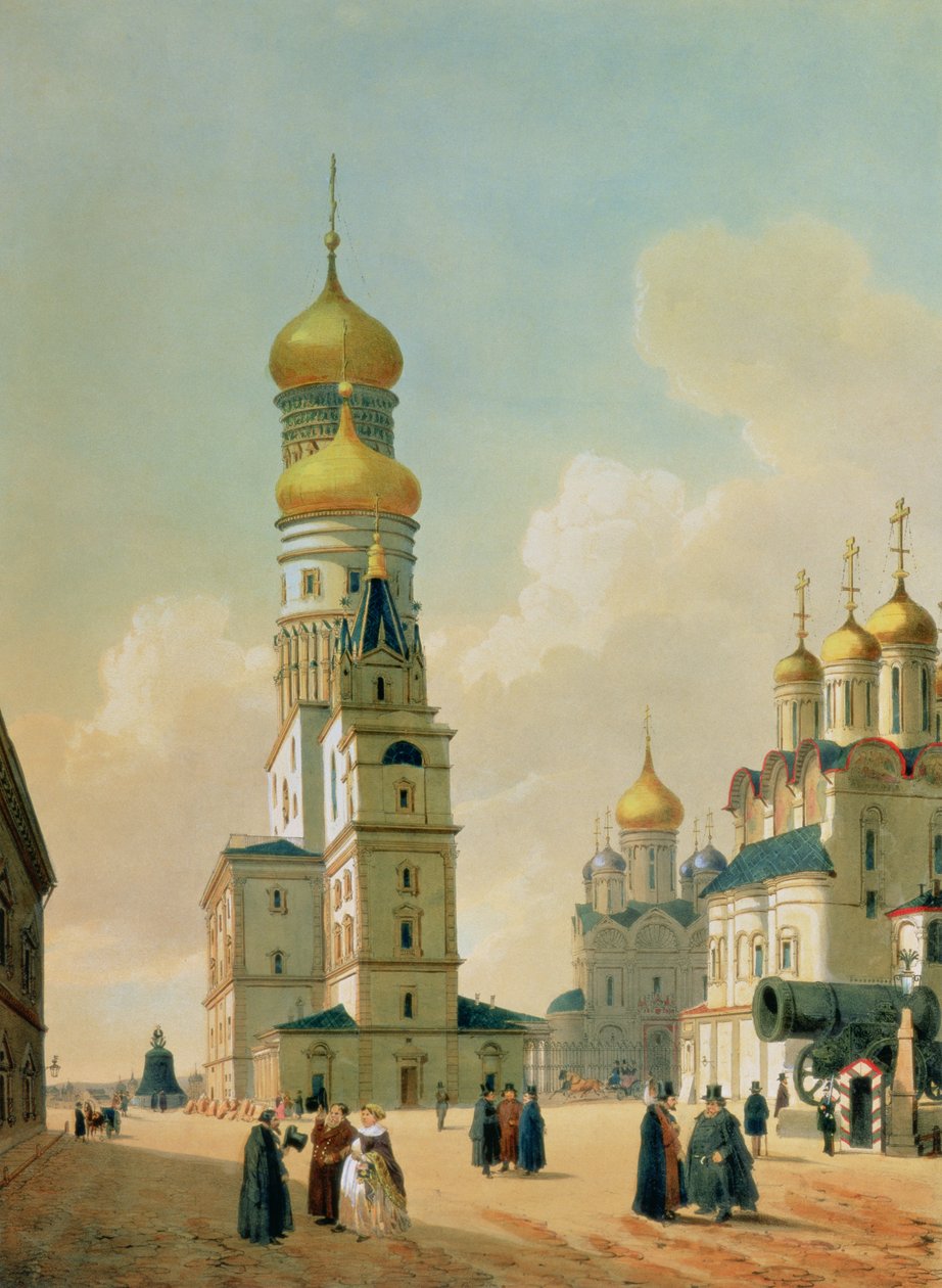 Ivan Veliký zvonice v moskevském Kremlu, tisk Lemercier, Paříž, 1840s od Felix Benoist