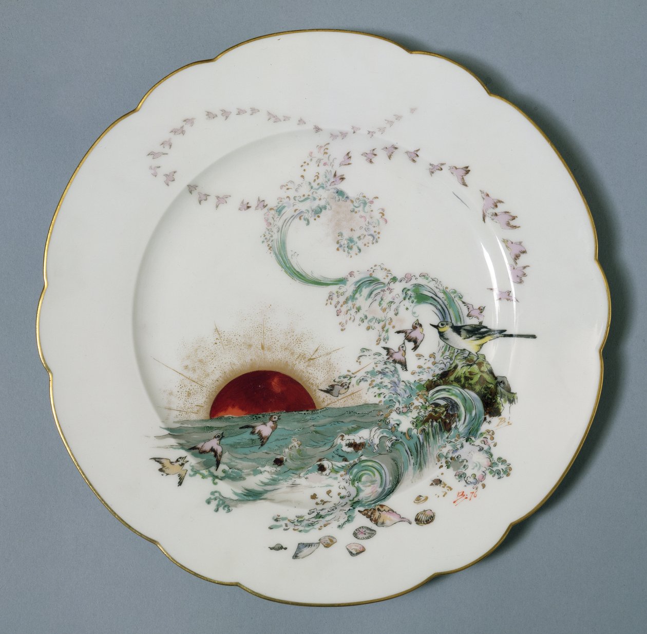 Talíř Limoges s motivem mořské krajiny (porcelán) od Felix Bracquemond