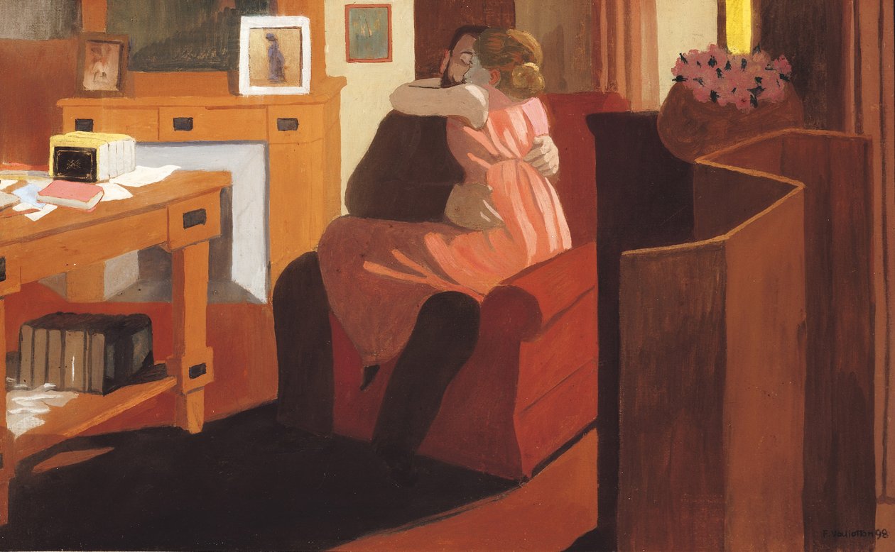 Intimita, pár v interiéru s přepážkou, 1898 od Felix Edouard Vallotton