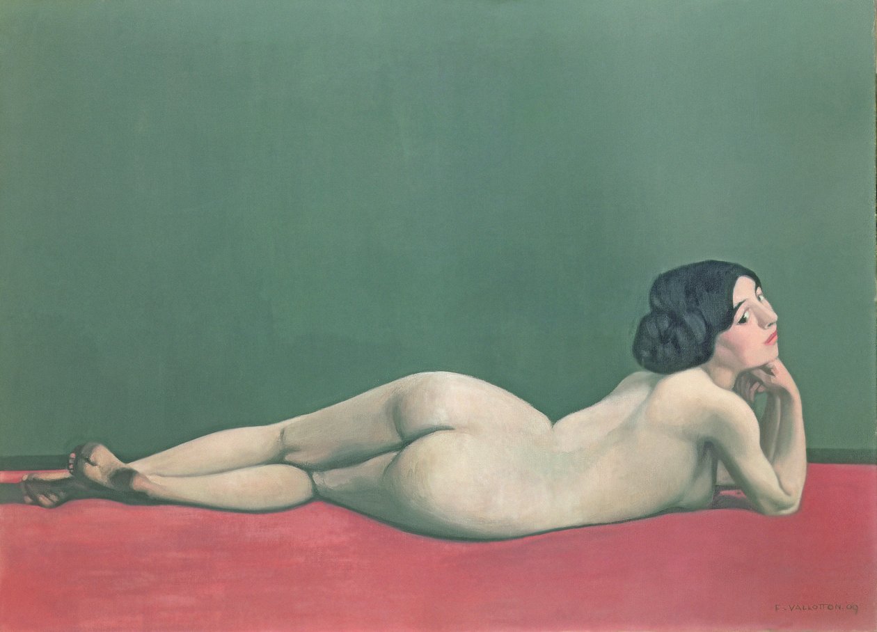 Akt natažený na kusu látky od Felix Edouard Vallotton