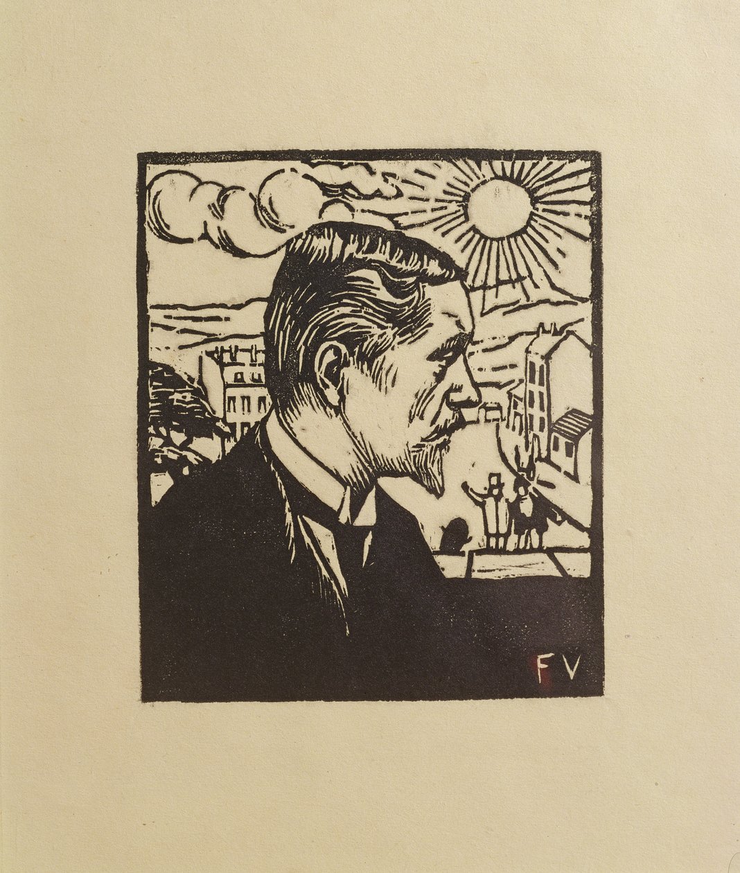 Autoportrét, 1891 (dřevořez na krémově tkaném papíře) od Felix Edouard Vallotton