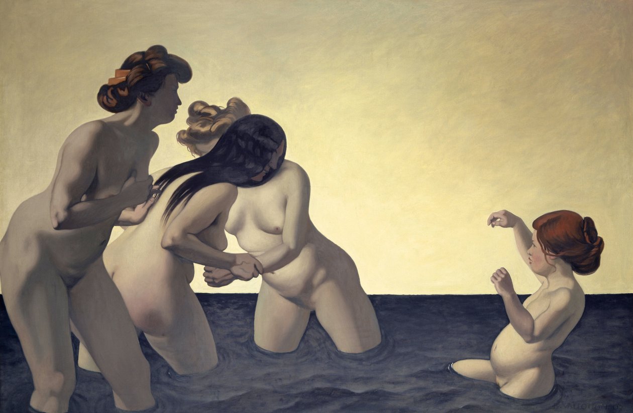 Tři ženy a mladá dívka si hrají ve vodě, 1907 od Felix Edouard Vallotton