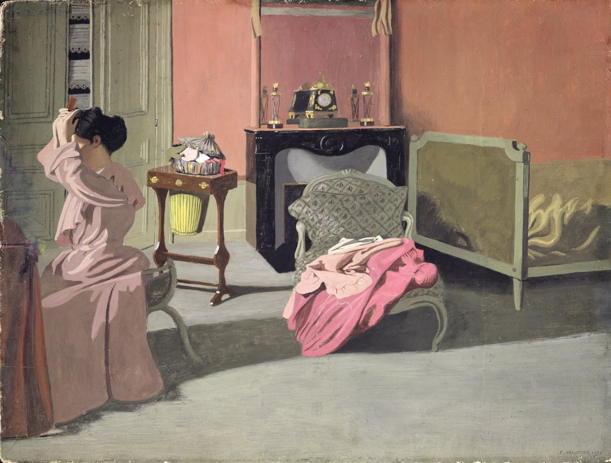 Žena si dělá vlasy, 1900 od Felix Edouard Vallotton