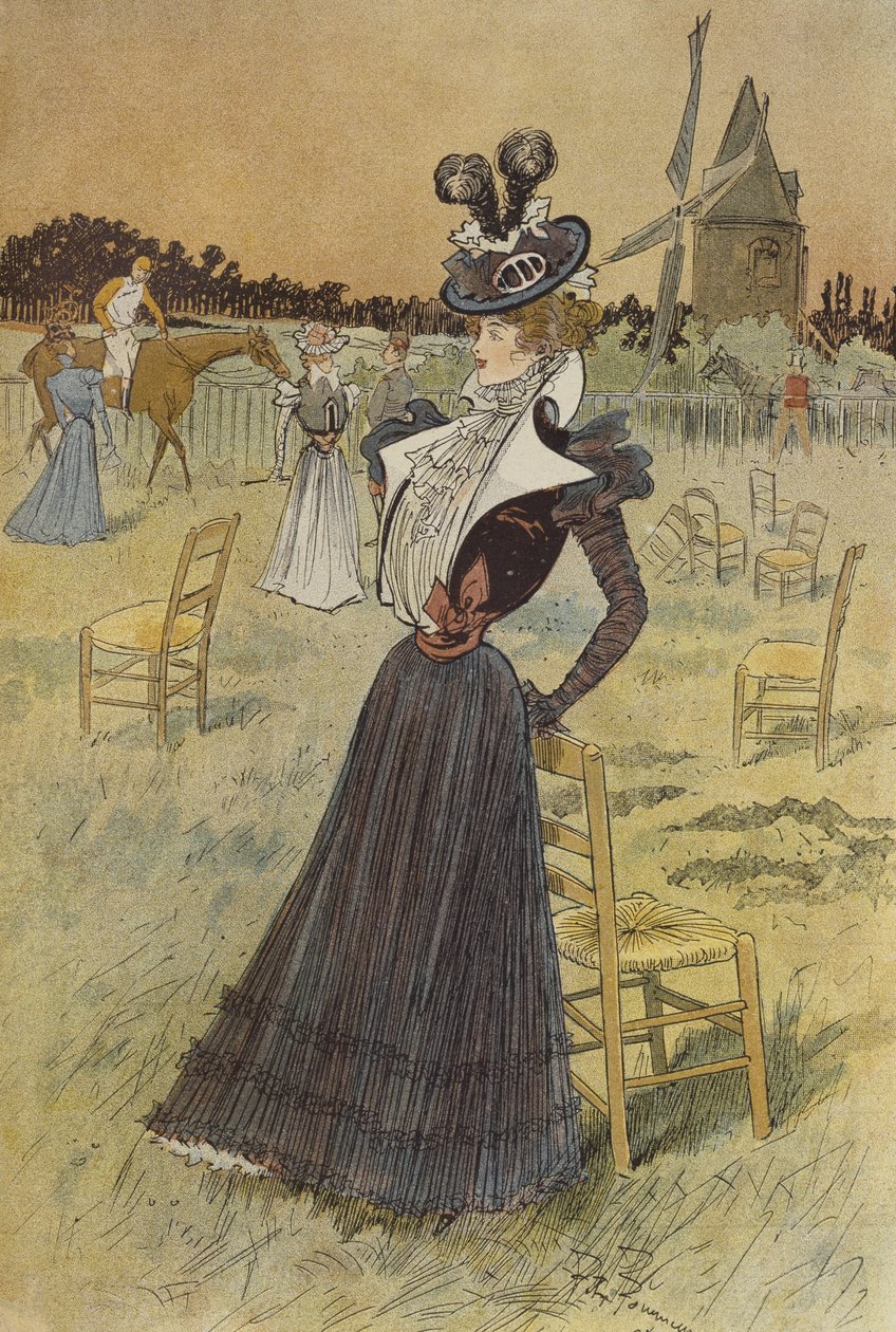 Módní talíř, Longchamp, ilustrace z "La Nouvelle Mode", 1897 od Felix Fournery