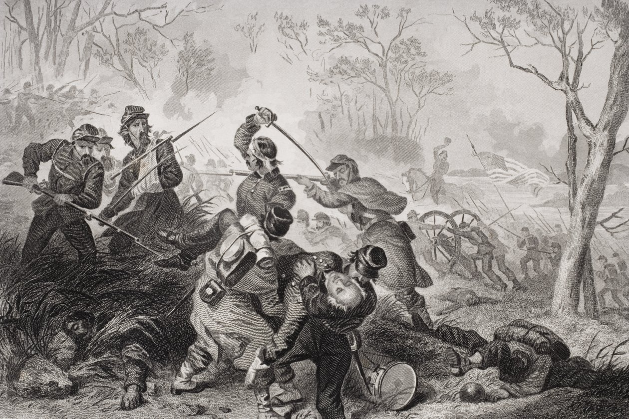 Smrt plukovníka Edwarda D. Bakera (1811-61) v bitvě u Balls Bluff, Virginie, 1861 od Felix Octavius Carr Darley