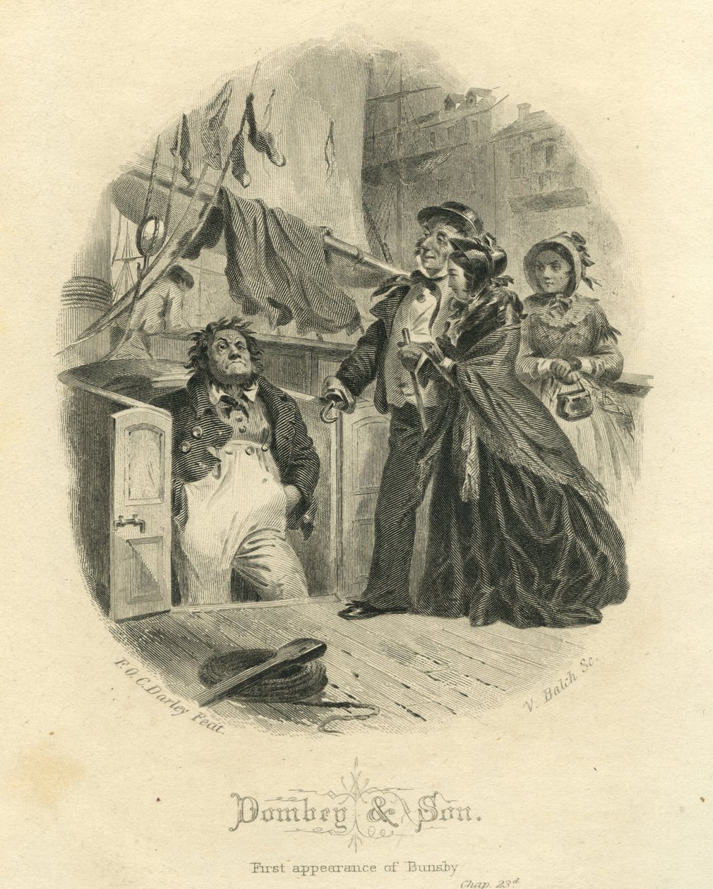 Dombey und Son: První vzhled Bunsbyho, vyryl Vistus Balch (1799-1884) od Felix Octavius Carr Darley