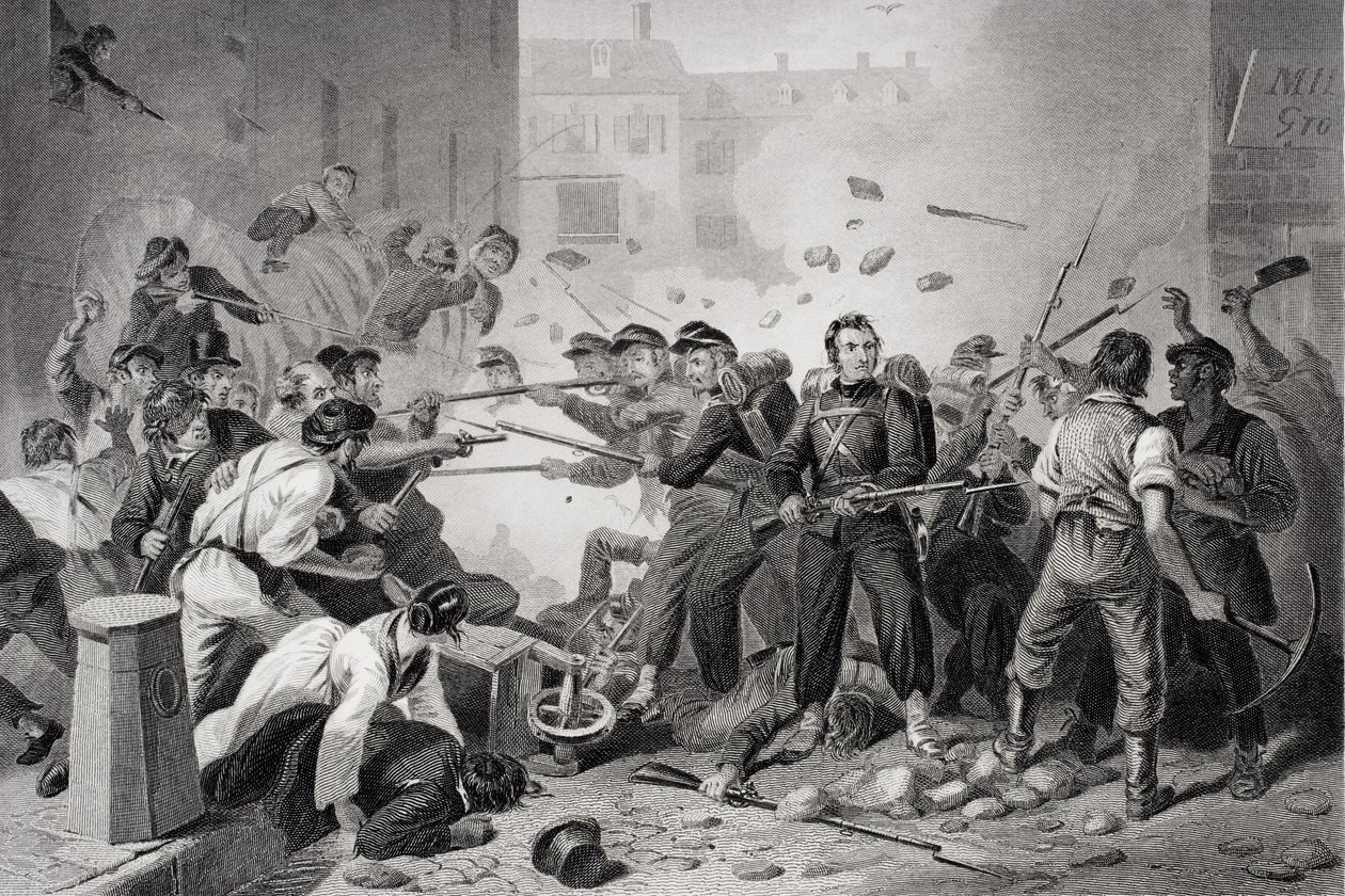 Massachusetts milice procházející Baltimore, Pennsylvania, 1861 od Felix Octavius Carr Darley