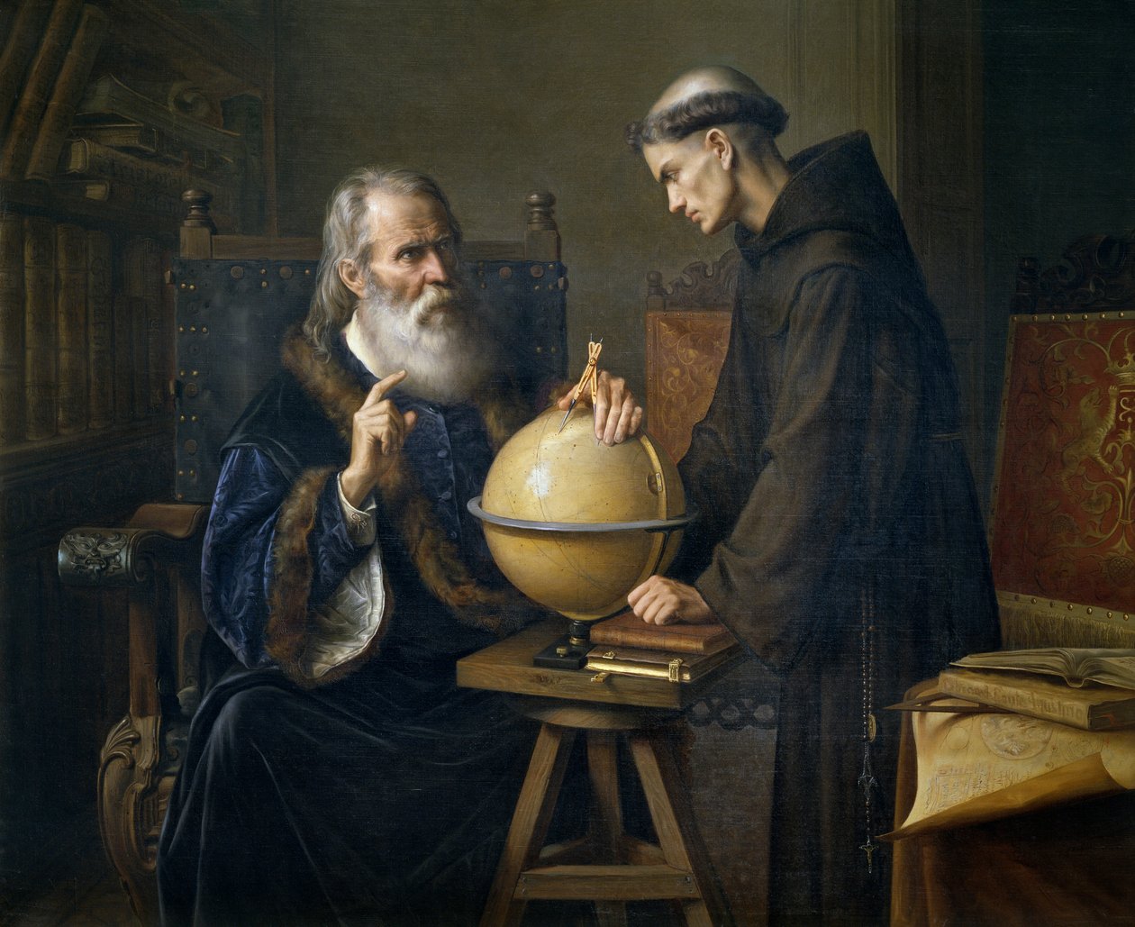 Galileo Galilei předvádí své nové astronomické teorie na univerzitě v Padově od Félix Parra
