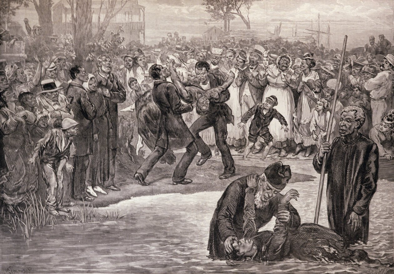 Křest černochů ve Spojených státech, z „The Illustrated London News“, 21. května 1887 (rytina) od Felix (after) Regamey