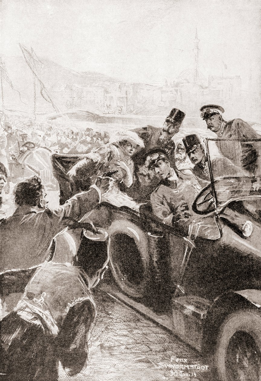 Atentát na Františka Ferdinanda a jeho manželku Sophii, vévodkyni z Hohenbergu, 28. od Felix (after) Schwormstadt