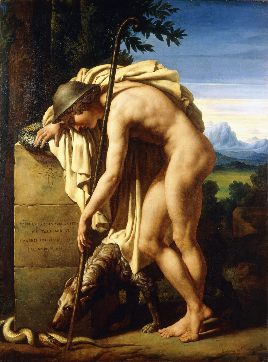 Pastýř pláče na hrobě postaveném komárovi, 1808 od Felix Boisselier