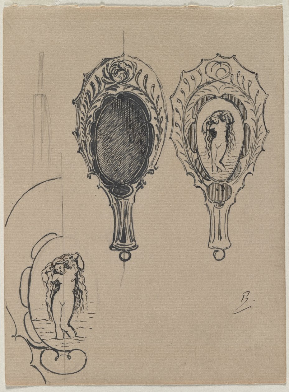 Design pro ruční zrcátko, c. 1900-1902. od Felix Bracquemond