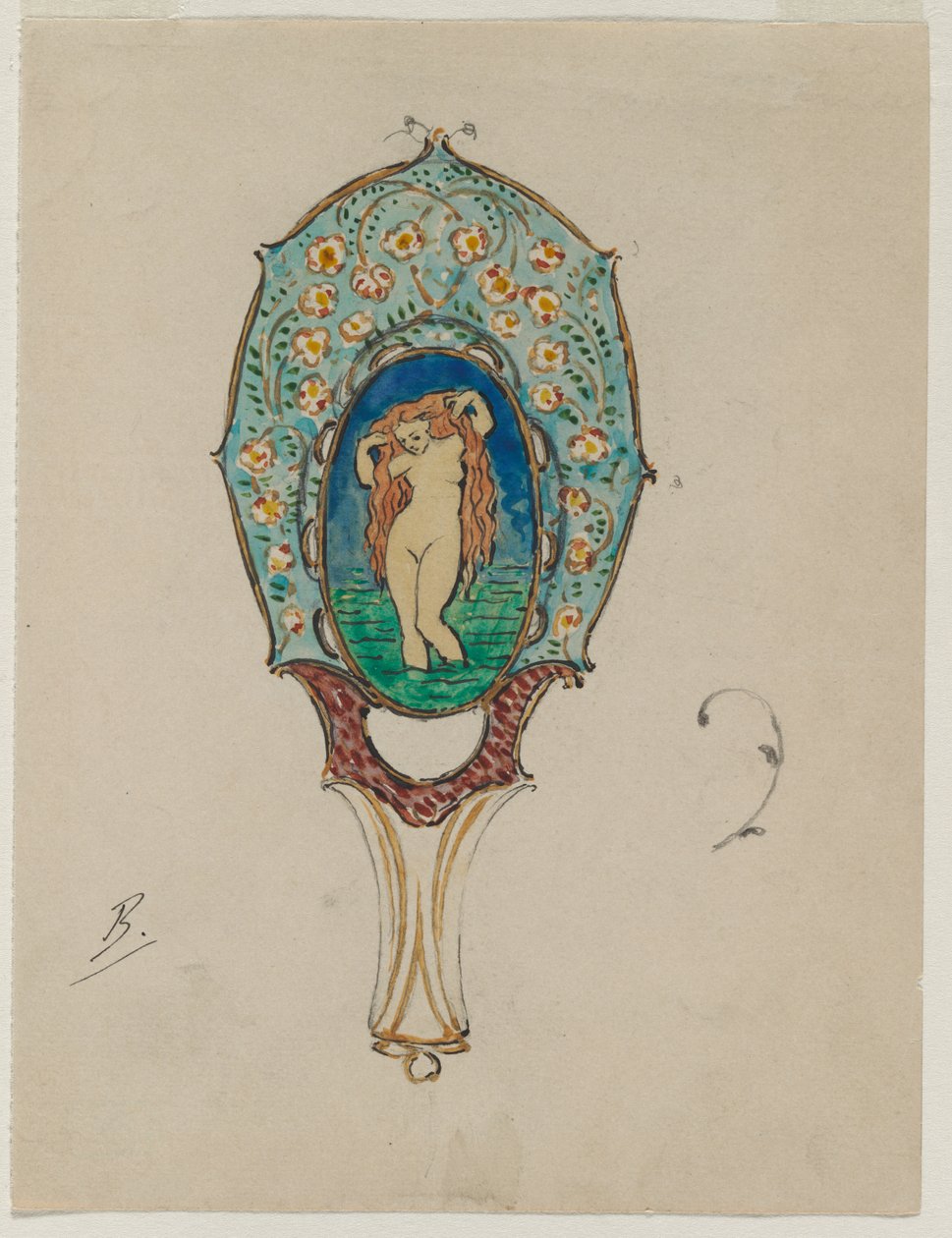 Design pro ruční zrcátko, c. 1900-1902. od Felix Bracquemond