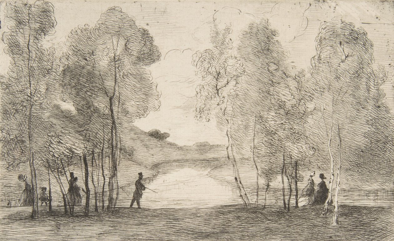 Jezero Bois de Boulogne, kolem roku 1858. od Felix Bracquemond
