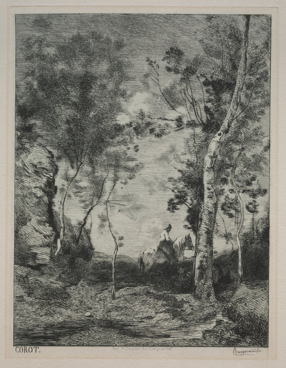 Krajina, nebo Bílý kůň, po Corot, c. 1858. od Felix Bracquemond