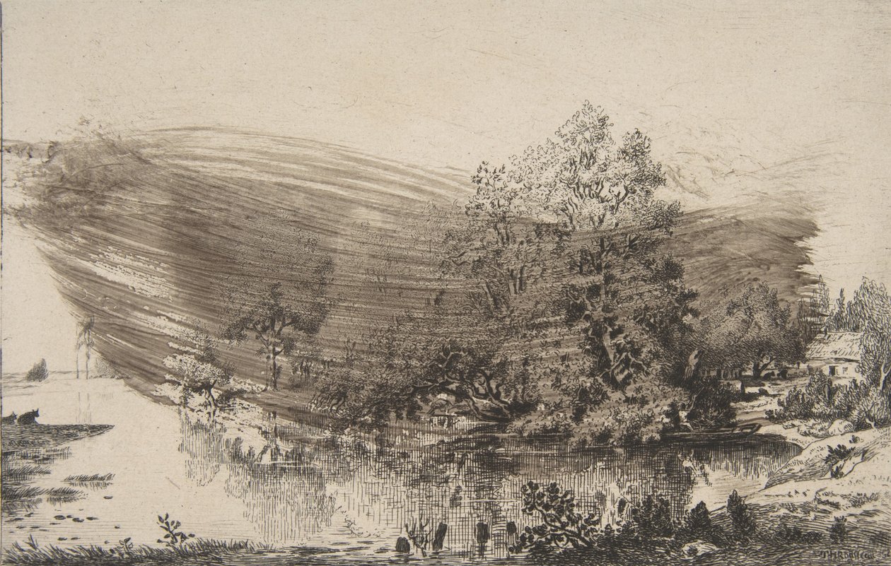 Statek na břehu Oise, 1868. od Felix Bracquemond